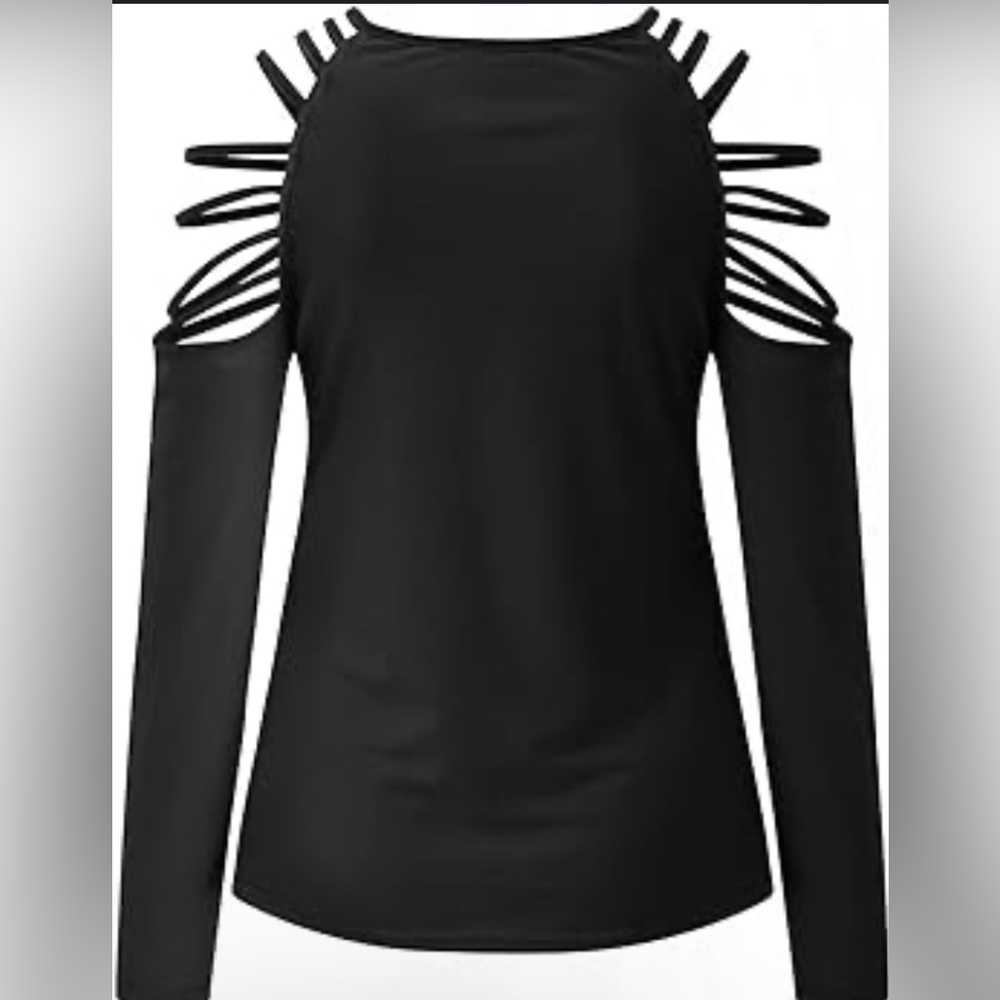 Black strappy-cutout top #75